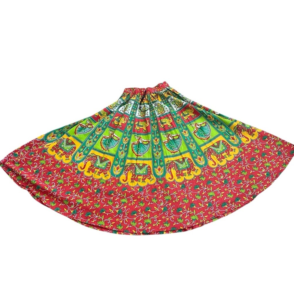 Source Unknown Vibrant Elephant Print A-Line Skirt - image 6